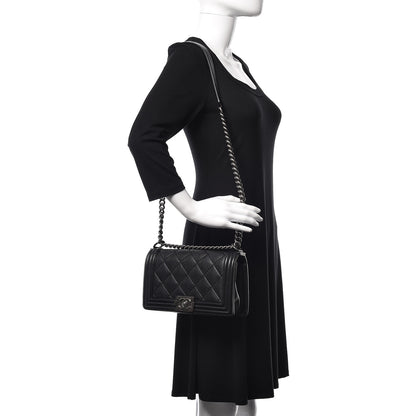Chanel Calfskin Double Stitch Medium Boy Flap Black 2 of 12