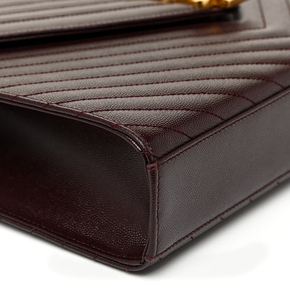 Saint Laurent Grain De Poudre Matelasse Chevron Large Monogram Satchel Amaranto 7 of 8