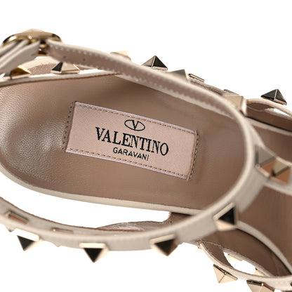 Valentino Garavani Pebbled Calfskin Rockstud Ankle Strap Pumps 39 Ivory 7 of 8