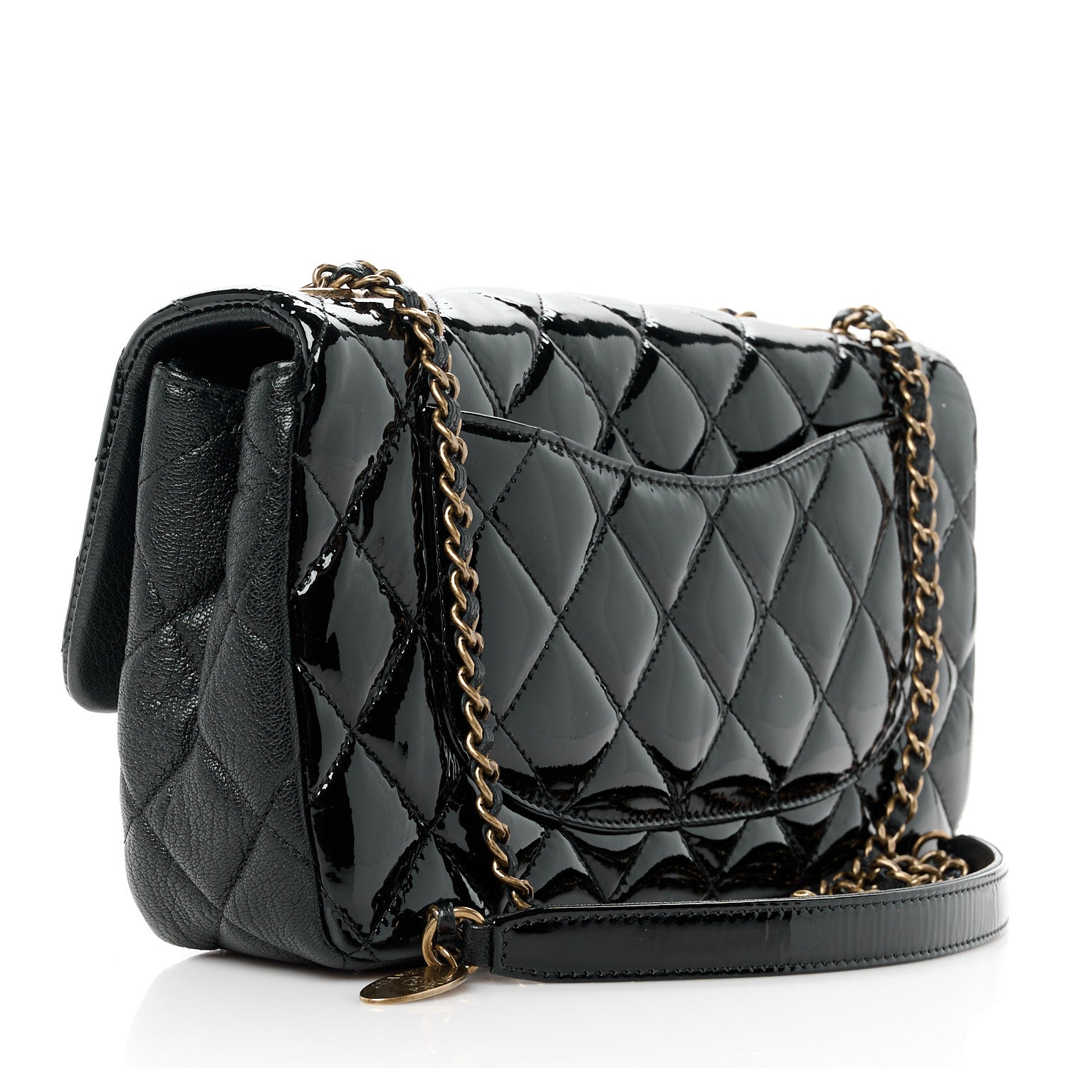 Chanel Patent Goatskin Quilted Medium CC Eyelet Flap Black 3 of 12