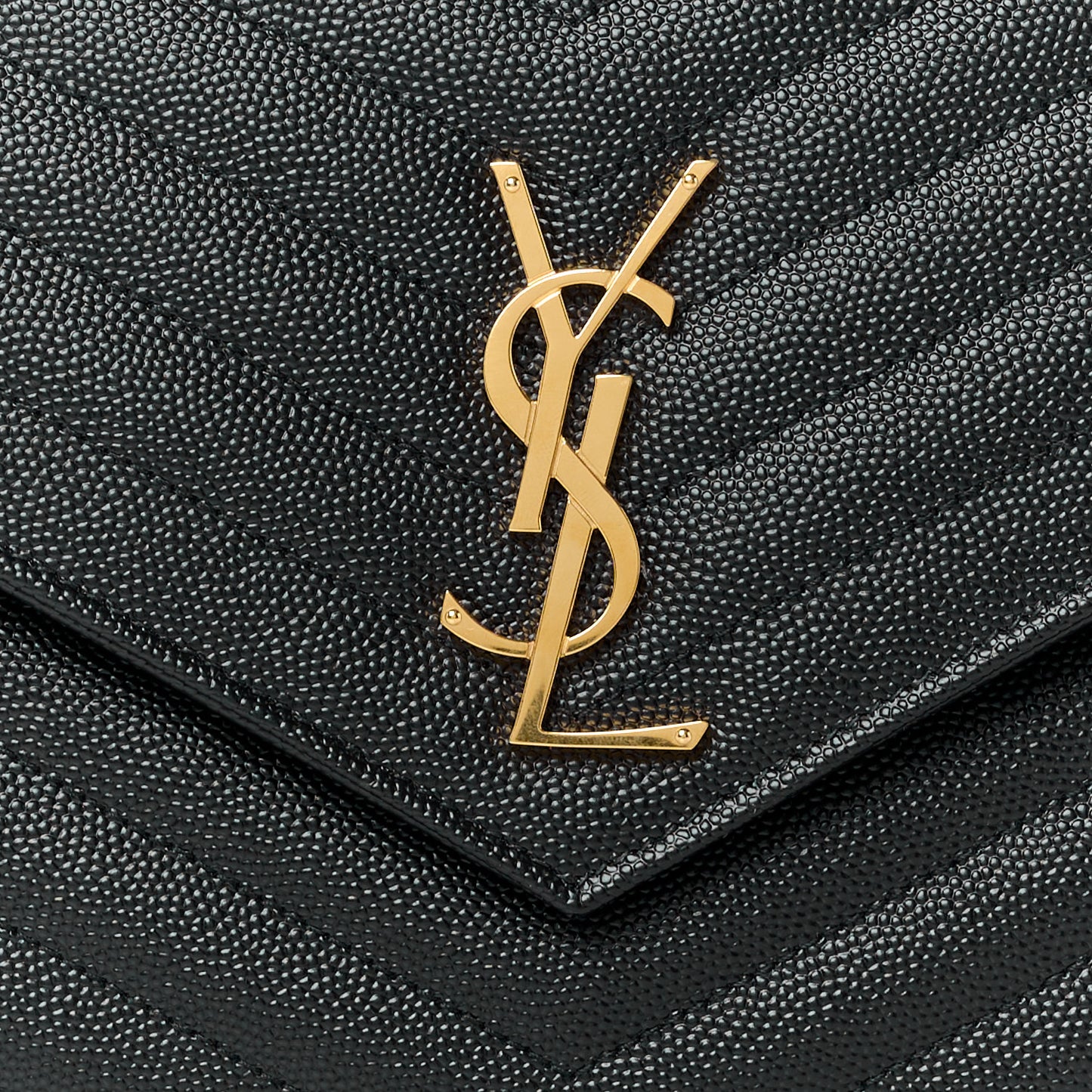 Grain De Poudre Matelasse Chevron Monogram Envelope Clutch Black
