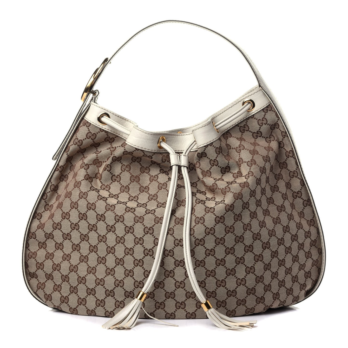 Monogram Medium Interlocking Icon Shoulder Bag White