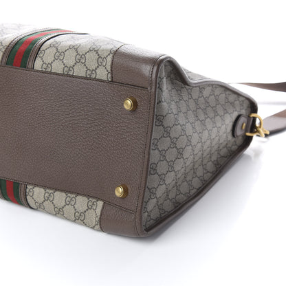 Gucci Soft GG Supreme Monogram Textured Dollar Calfskin Web Large Ophidia Carry-On Duffle Bag Beige Ebony New Acero 6 of 8