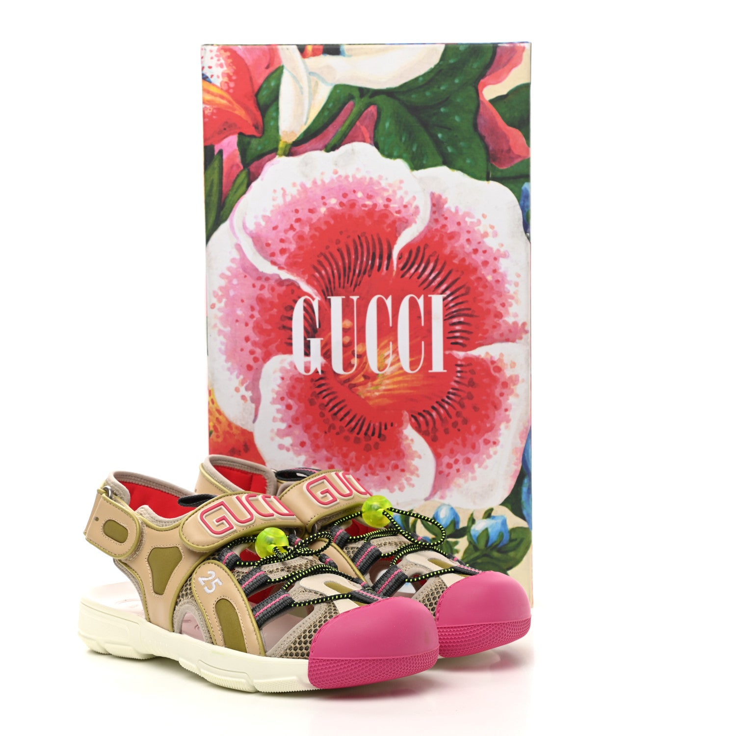 Gucci Mesh Fabric Tinsel Sport Sandals 37 Loess Sand Box Pink 10 of 10