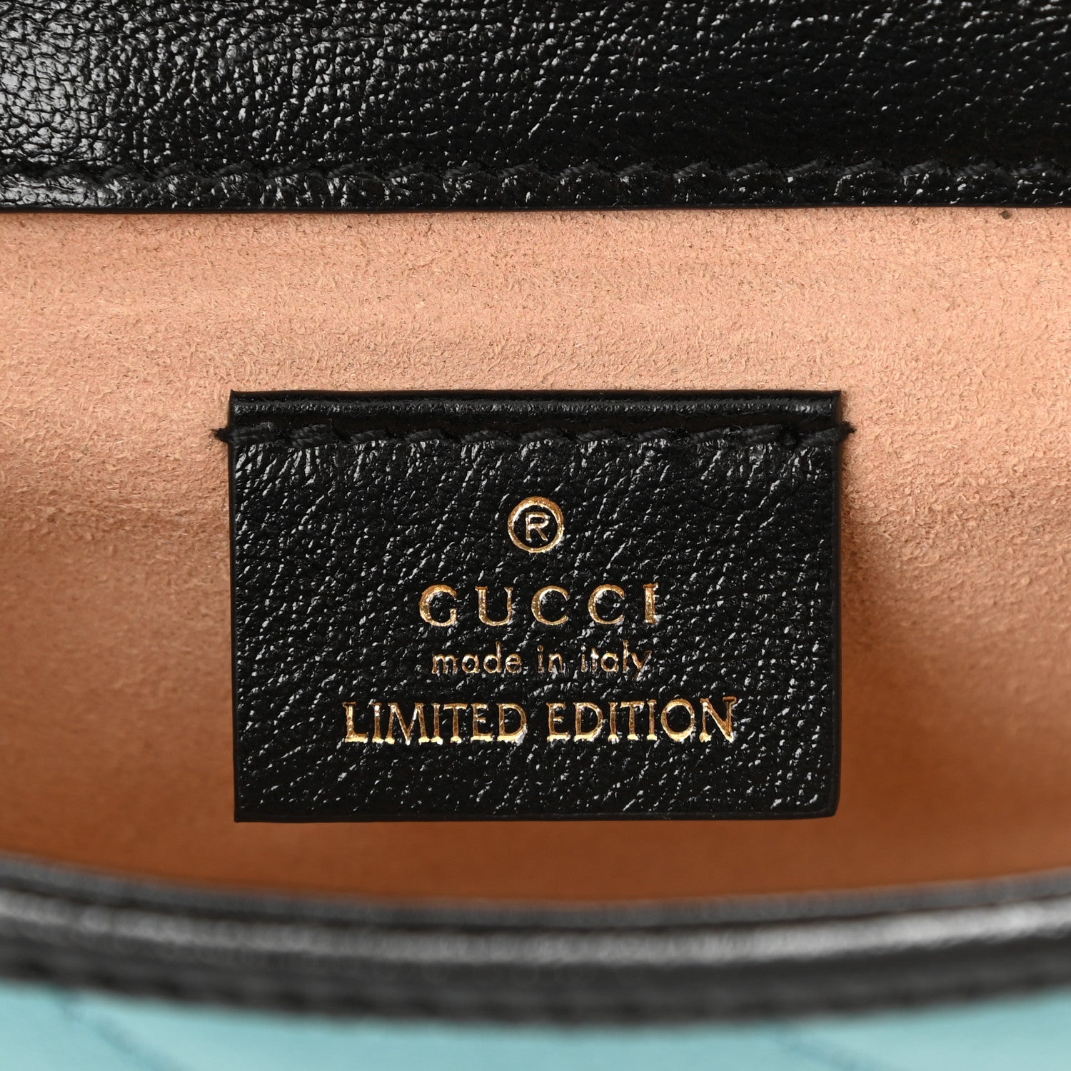 Gucci Azalea Calfskin Enamel Matelasse Diagonal Super Mini Torchon GG Marmont Shoulder Bag Butter Dusty Azure Black Electric Blue 6 of 10