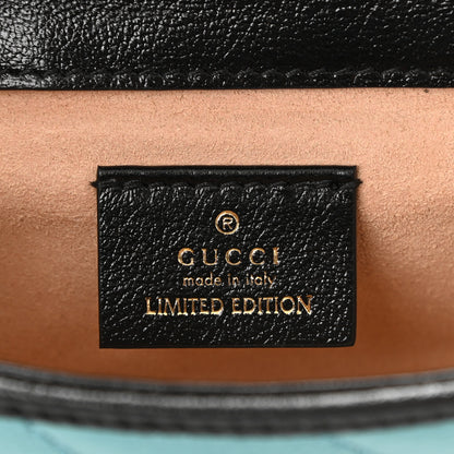 Gucci Azalea Calfskin Enamel Matelasse Diagonal Super Mini Torchon GG Marmont Shoulder Bag Butter Dusty Azure Black Electric Blue 6 of 10