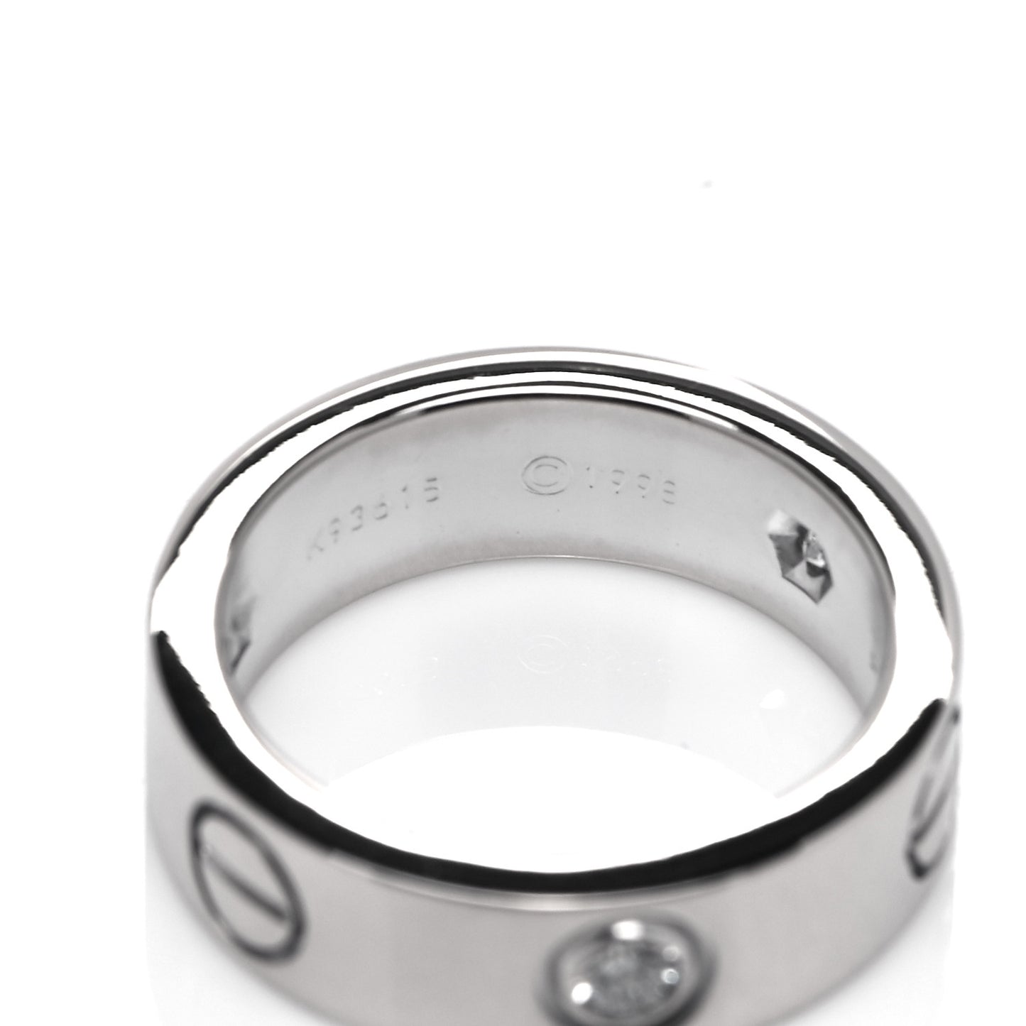 18K White Gold 3 Diamond 5.5mm LOVE Ring 47 4