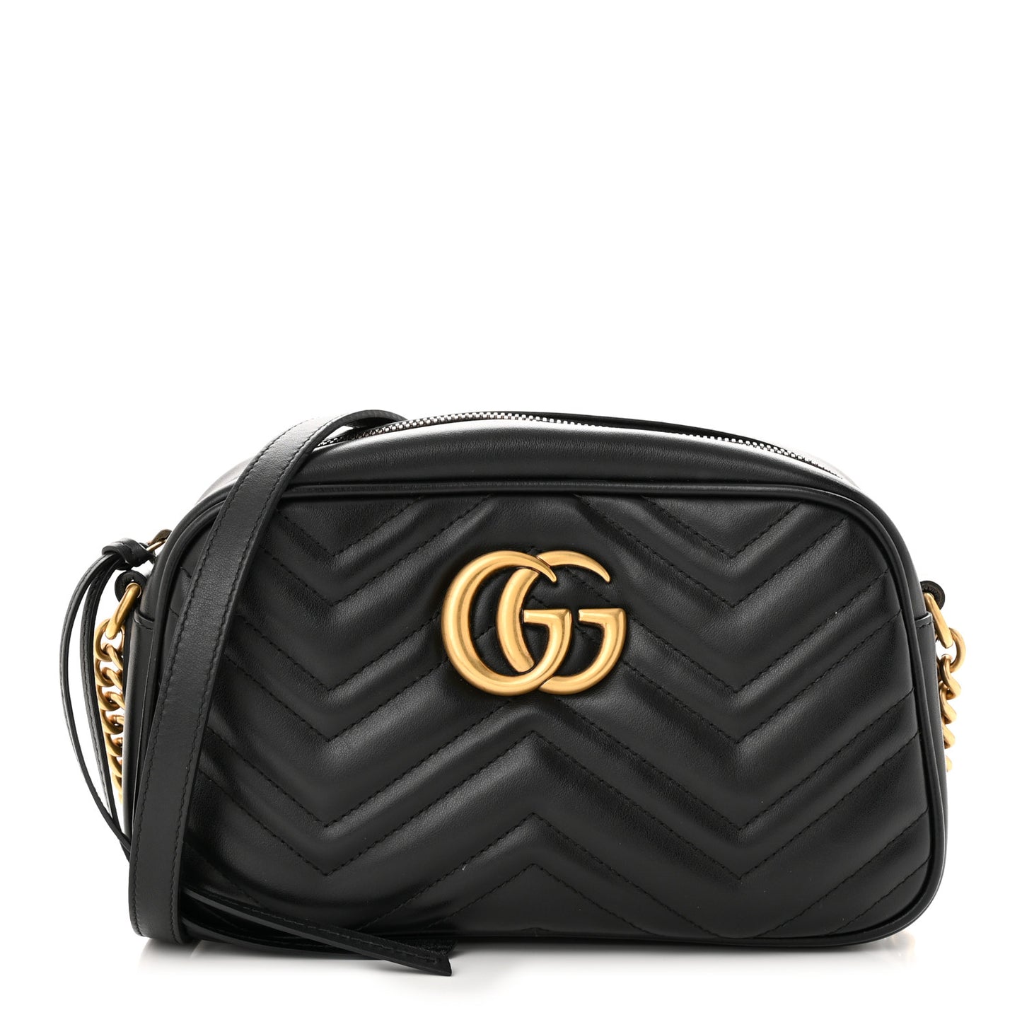 Calfskin Matelasse Small GG Marmont Chain Shoulder Bag Black