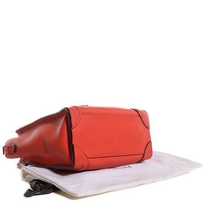 Celine Drummed Calfskin Nano Luggage Vermillion 4 of 8