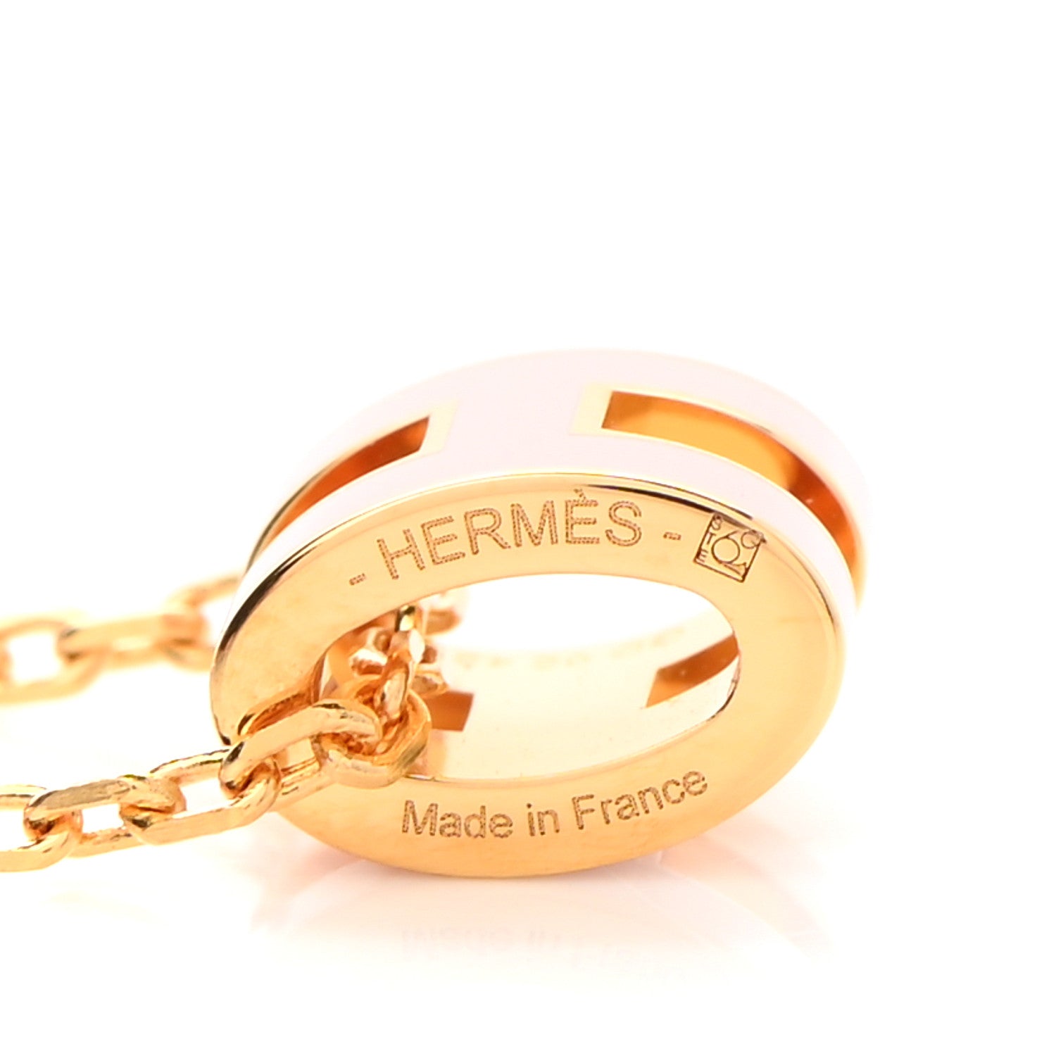 Hermes Lacquered Gold Mini Pop H Pendant Necklace Rose Dragee 5 of 7
