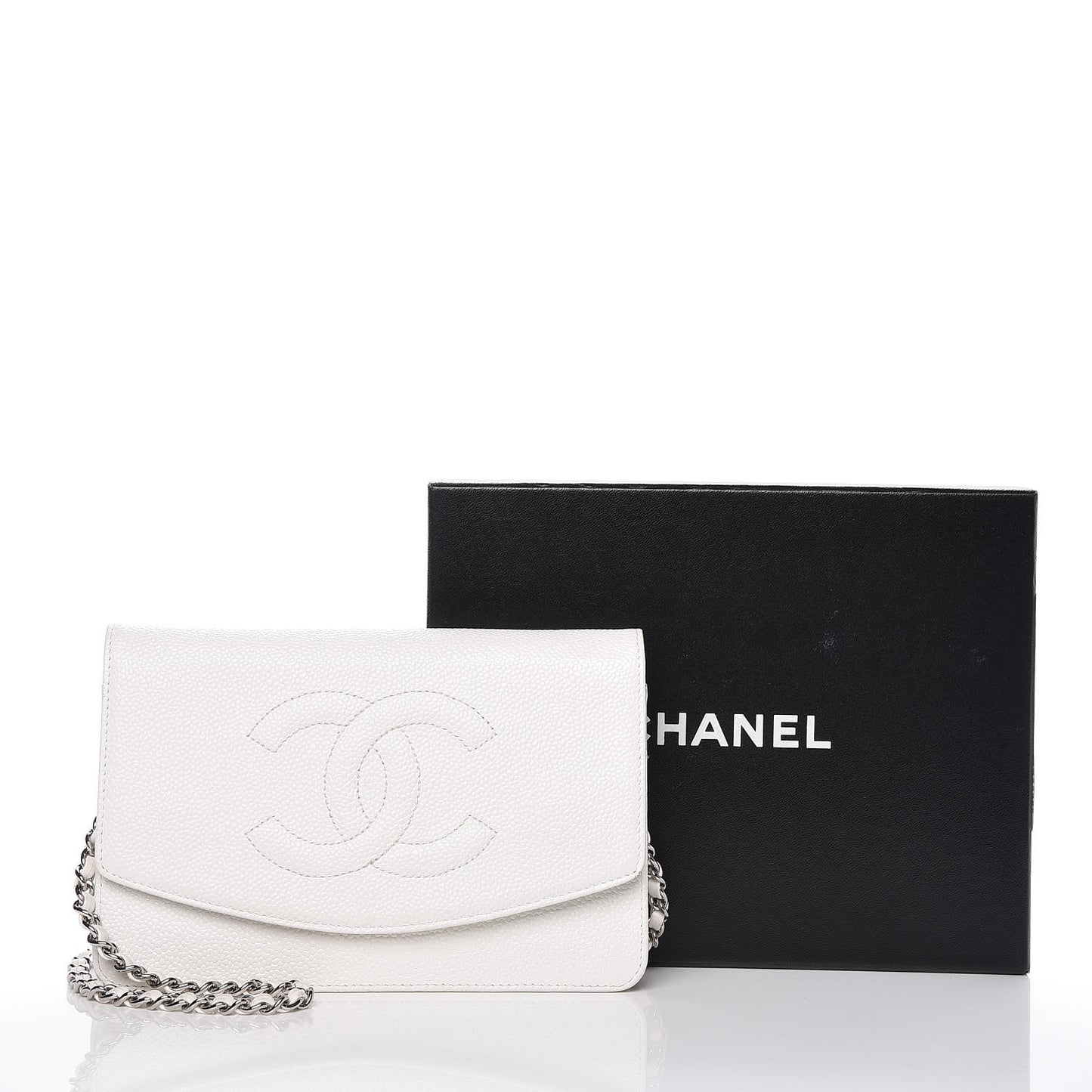 Caviar Timeless CC Wallet on Chain WOC White