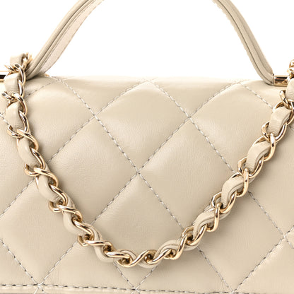 Chanel Lambskin Quilted Small Flap Top Handle Bag Grey 8 of 10