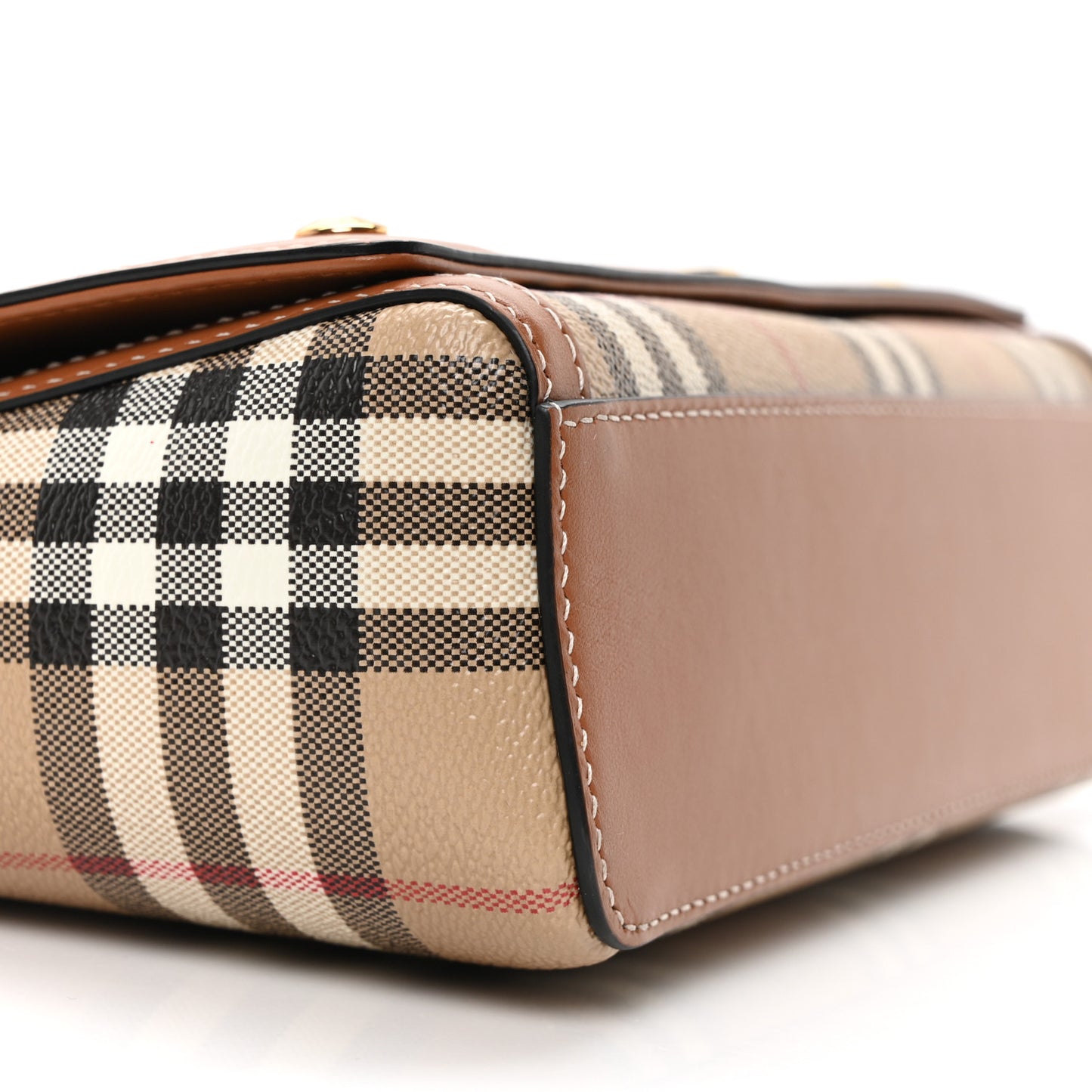 Coated Canvas Calfskin Vintage Check Medium Note Crossbody Bag Brown