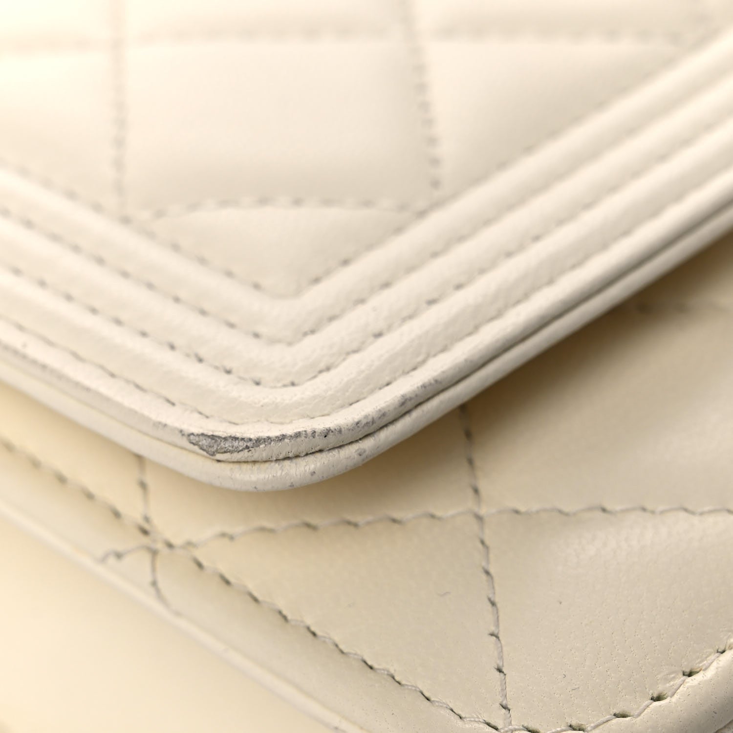 Chanel Caviar Quilted Boy Wallet On Chain WOC White 14 of 15