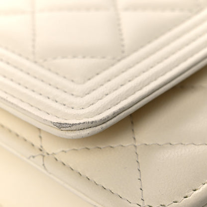 Chanel Caviar Quilted Boy Wallet On Chain WOC White 14 of 15
