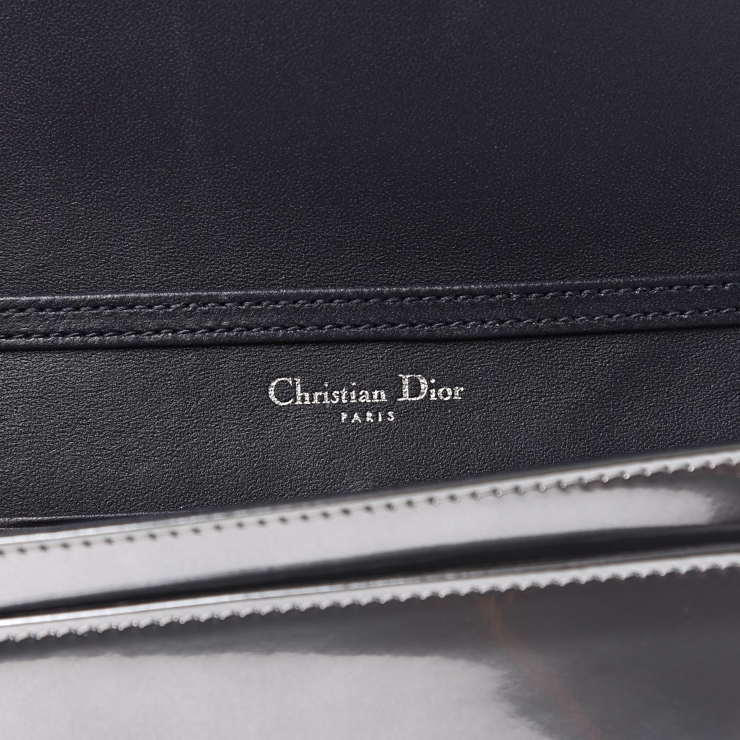Christian Dior Metallic Patent Micro-Cannage Diorama Wallet on Chain Pouch Silver 6 of 8
