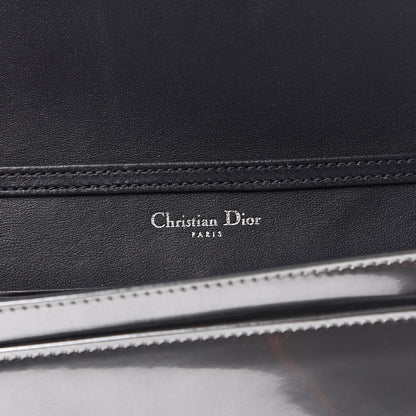 Christian Dior Metallic Patent Micro-Cannage Diorama Wallet on Chain Pouch Silver 6 of 8