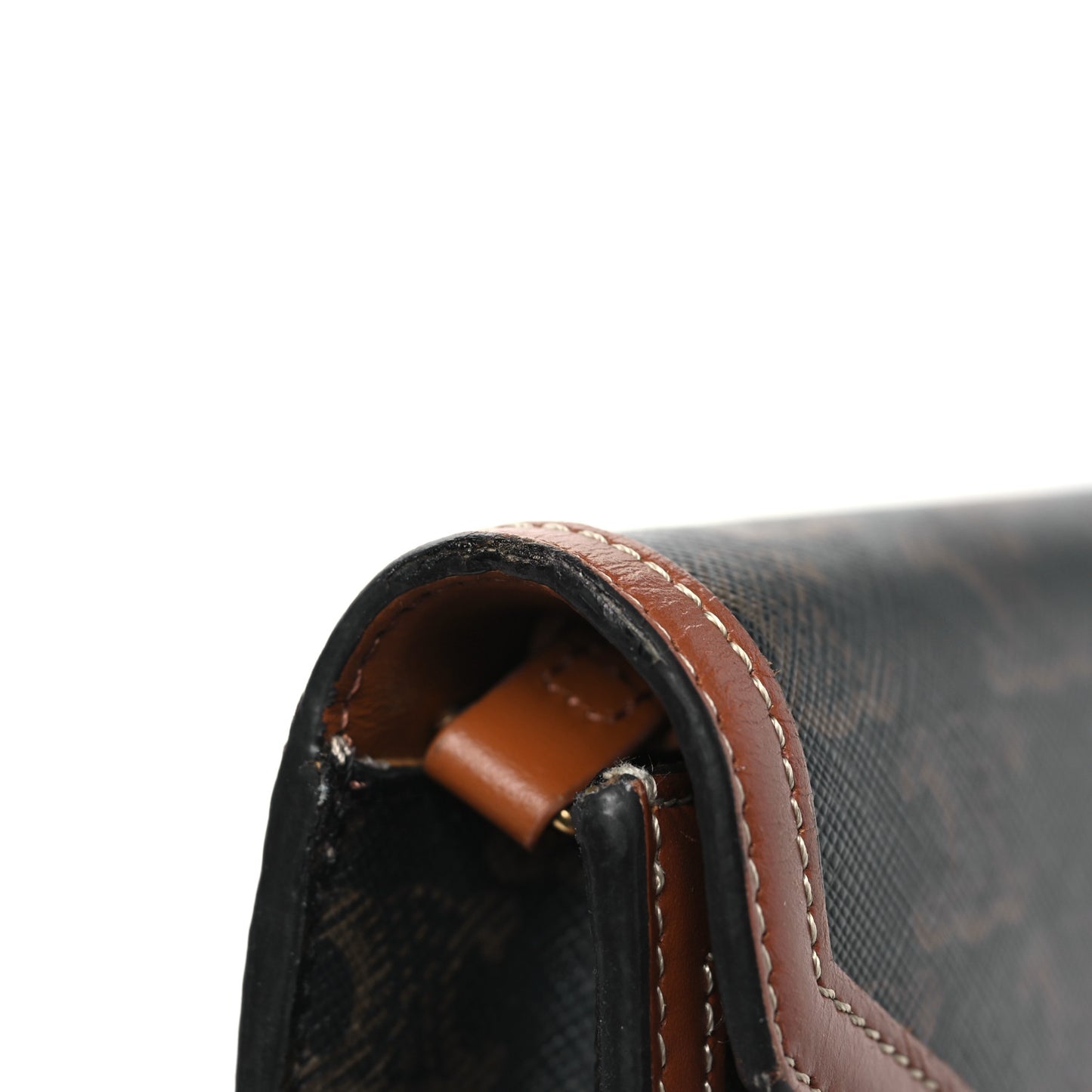 Triomphe Canvas Calfskin Envelope Bag Tan