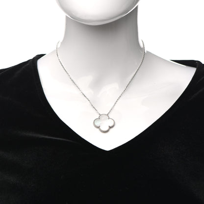 Van Cleef & Arpels 18K White Gold Mother of Pearl Magic Alhambra Pendant Necklace 2 of 6