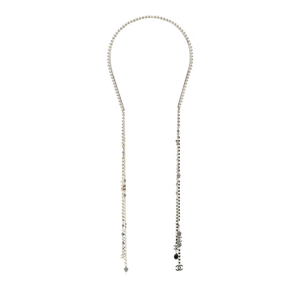 Chanel Metal Crystal Pearl CC Chandelier Headband Gold Black Grey 1 of 7