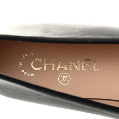 Chanel Lambskin Patent Cap Toe Ballerina Flats 37.5 Black 7 of 8