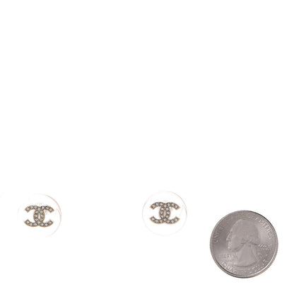 Chanel Resin Crystal CC Button Earrings Gold Transparent 2 of 5
