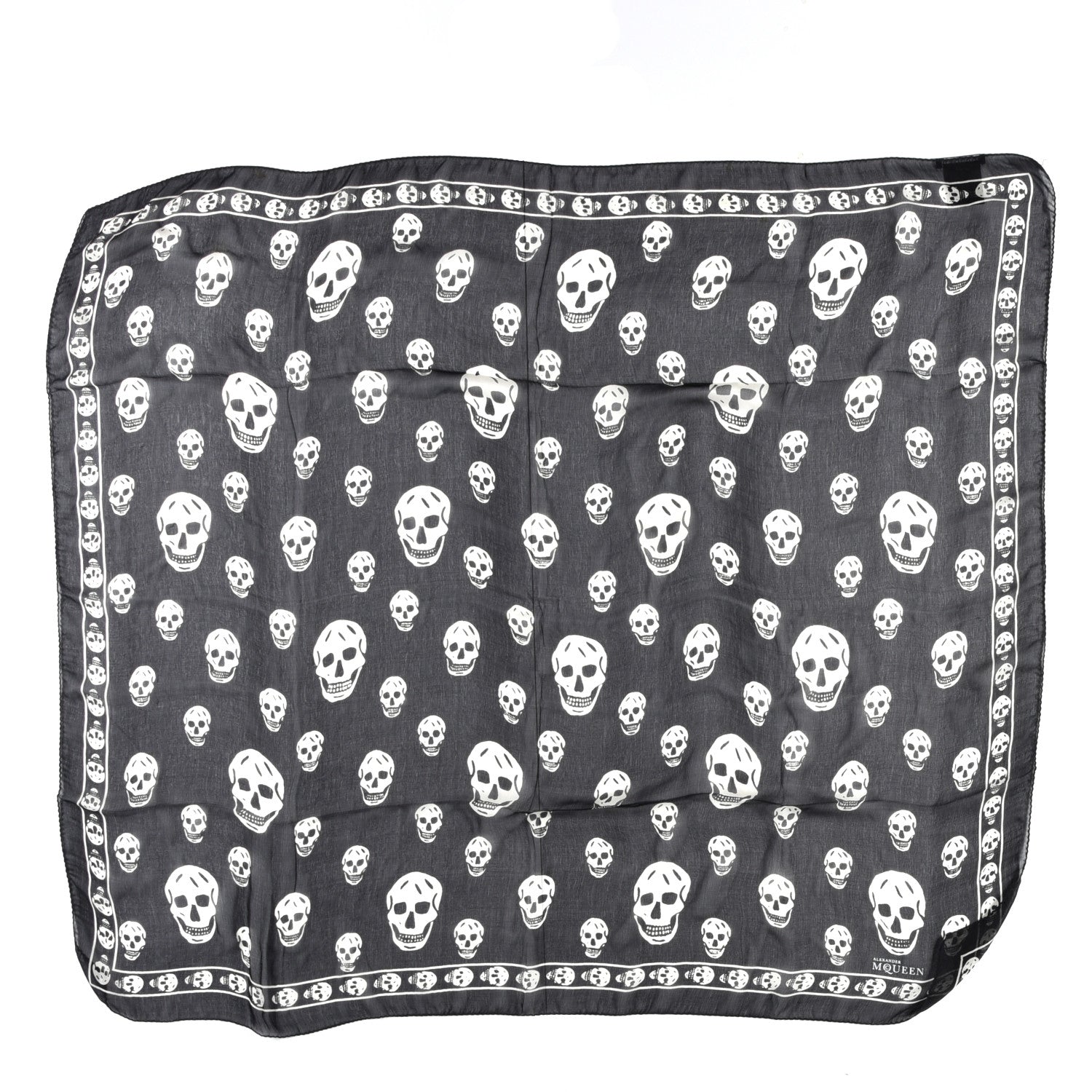 Alexander McQueen Silk Chiffon Skull Scarf Black Ivory 1 of 3
