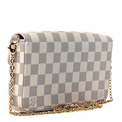 Louis Vuitton Damier Azur Pochette Felicie Chain Wallet Rose Ballerine 4 of 14