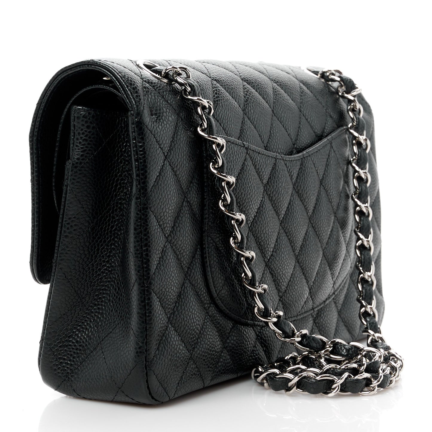 Caviar Quilted Medium Double Flap Black