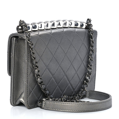 Chanel Metallic Goatskin Quilted Small Chic Pearls Flap Silver 3 of 11