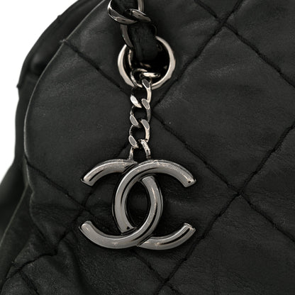 Chanel Iridescent Calfskin Stitched Just Mademoiselle Bowling Bag Black 13 of 14