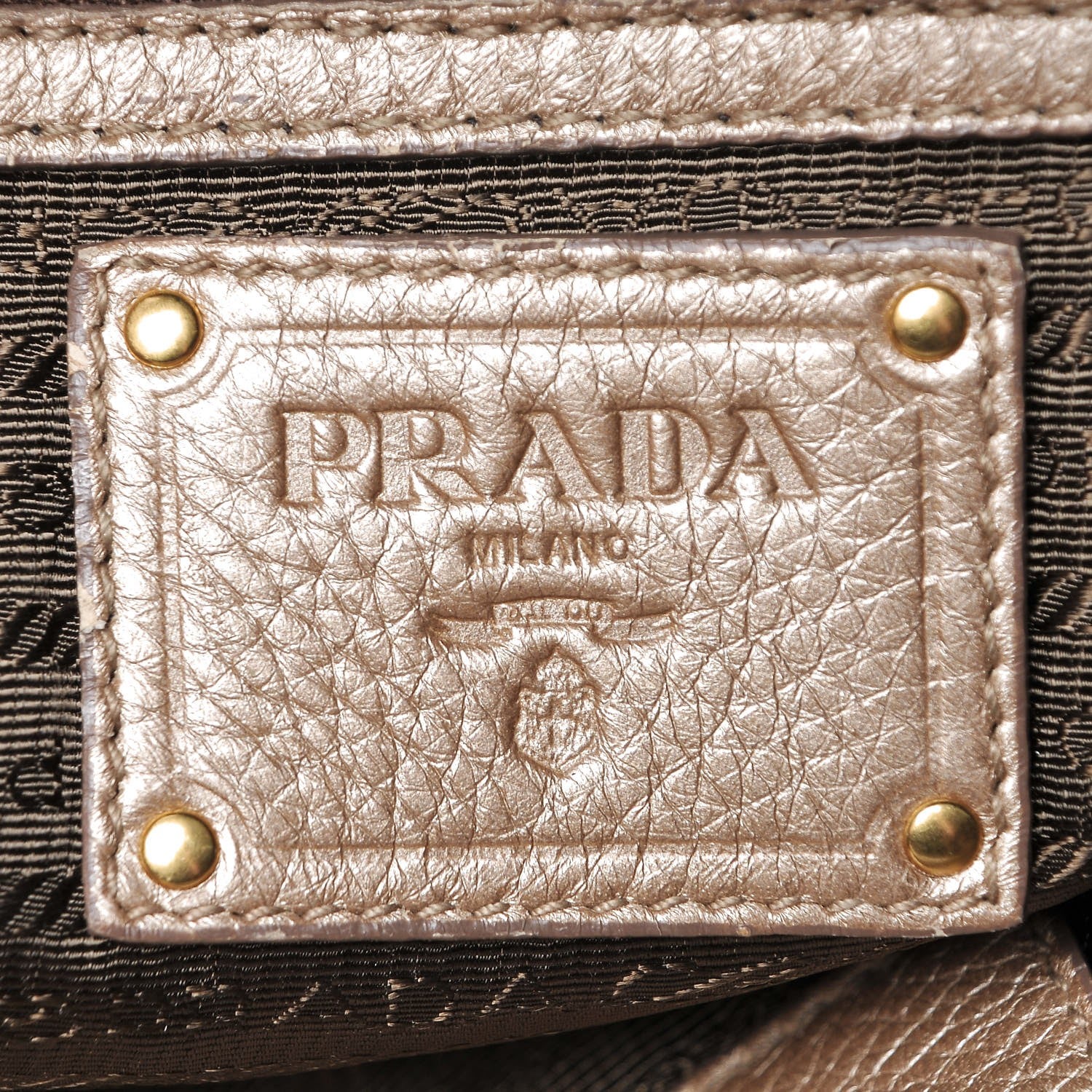 Prada Metallic Vitello Daino Bauletto Gold 6 of 17