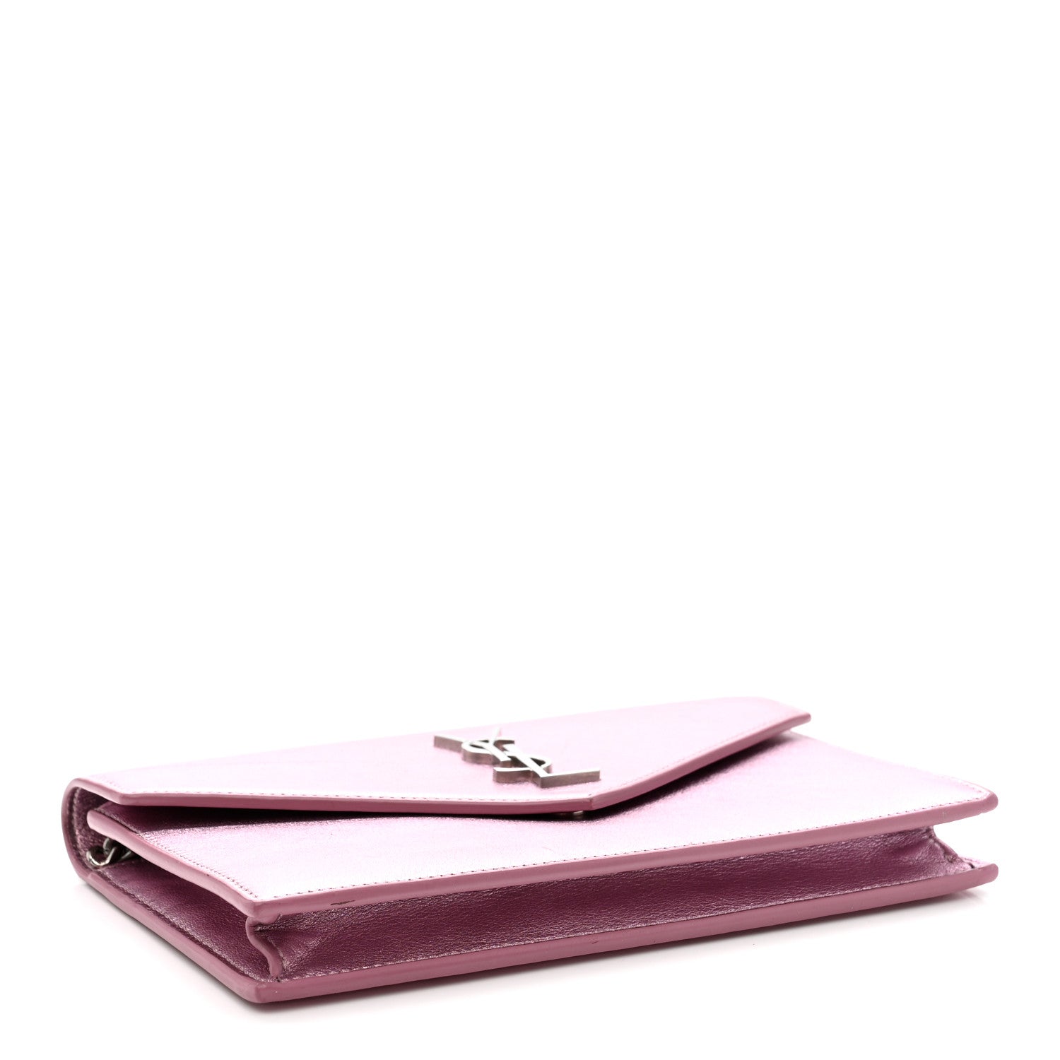 Saint Laurent Metallic Calfskin Monogram Envelope Chain Wallet New Azalea 4 of 9