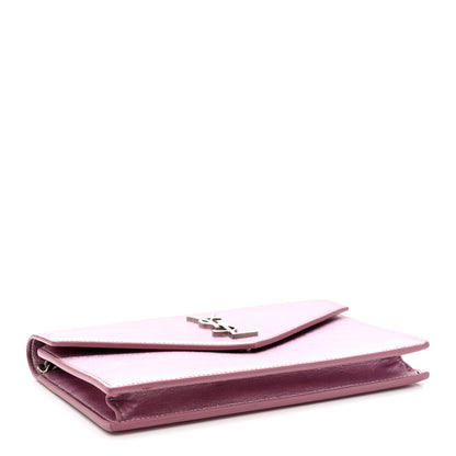 Saint Laurent Metallic Calfskin Monogram Envelope Chain Wallet New Azalea 4 of 9