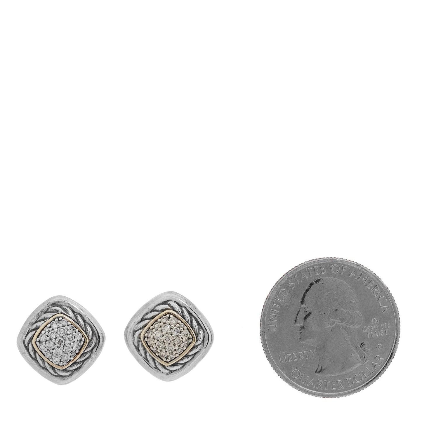 Sterling Silver 18K Yellow Gold Diamond 7mm Albion Earrings