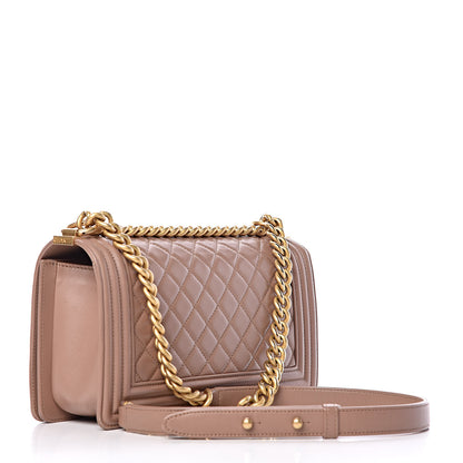Chanel Lambskin Quilted Medium Boy Flap Dark Beige 3 of 11