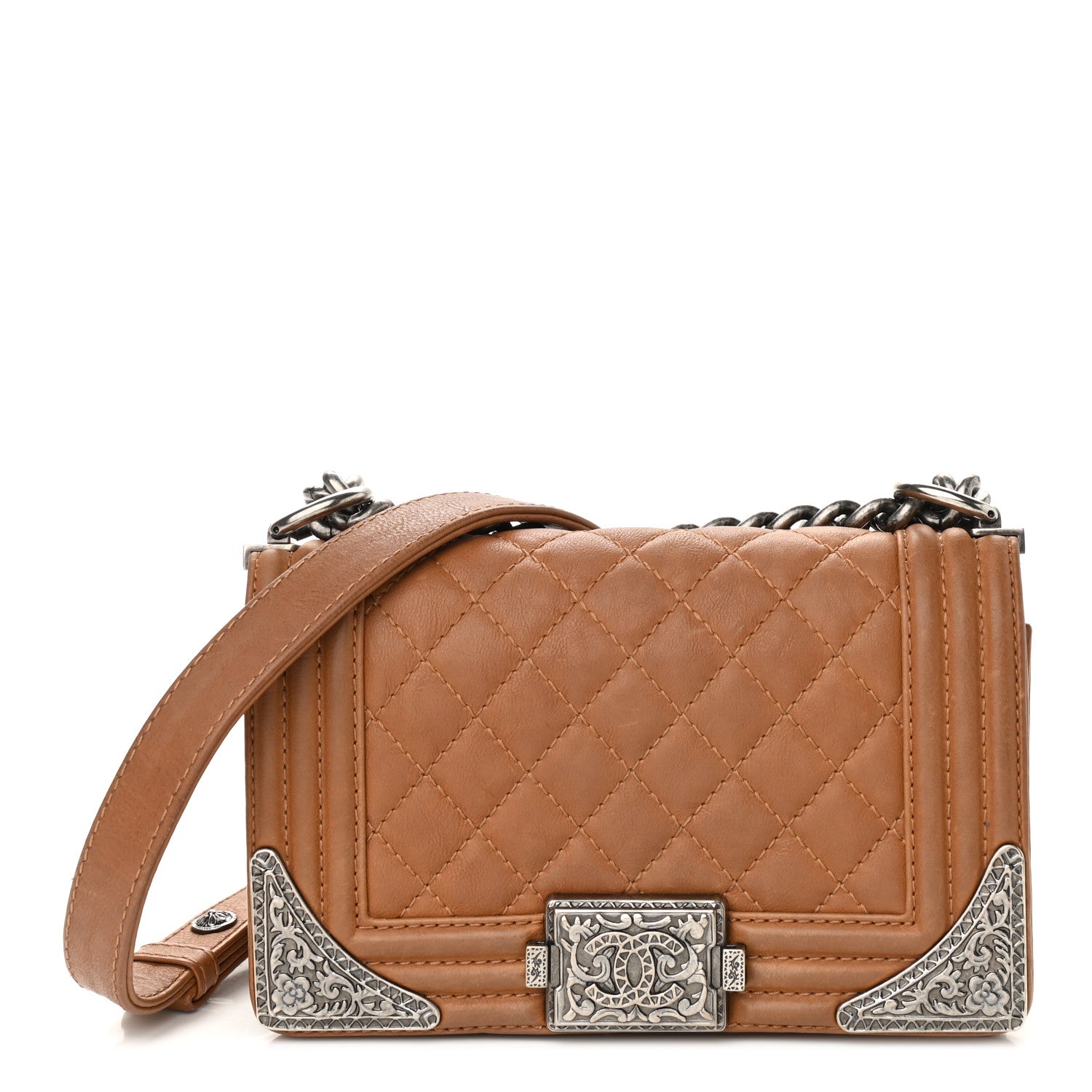 Chanel Calfskin Quilted Metal Embellished Paris Dallas Small Boy Flap Beige 1 of 9
