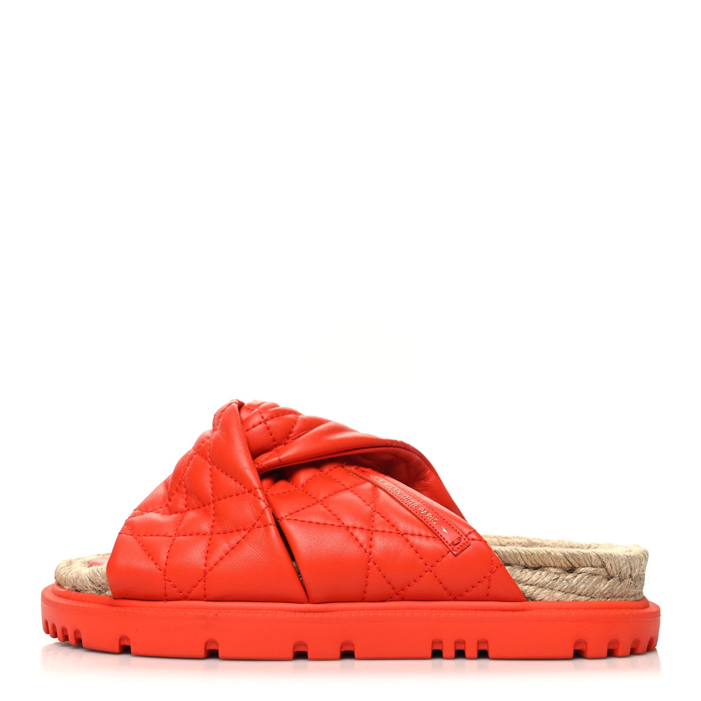 Calfskin Cannage Dtwist Espadrille Platform Sandals 38 Orange