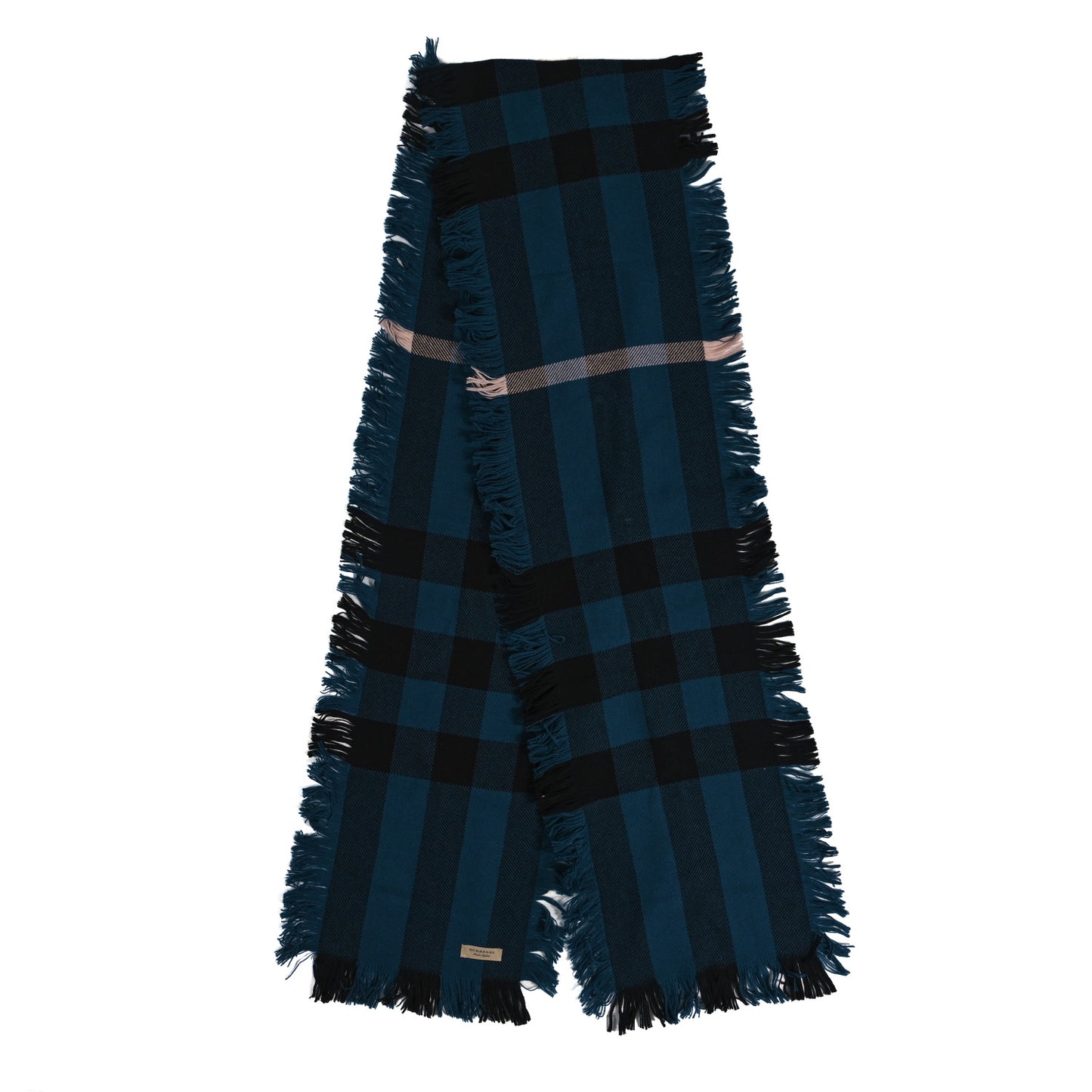 Wool Check Scarf Cobalt Blue
