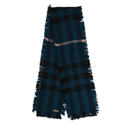 Burberry Wool Check Scarf Cobalt Blue 2 of 4