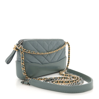 Chanel Aged Calfskin Quilted Small Gabrielle Clutch With Chain Light Blue 3 of 12