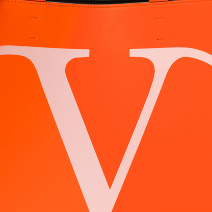 Valentino Garavani Calfskin Small Vlogo Tote Neon Orange 6 of 9