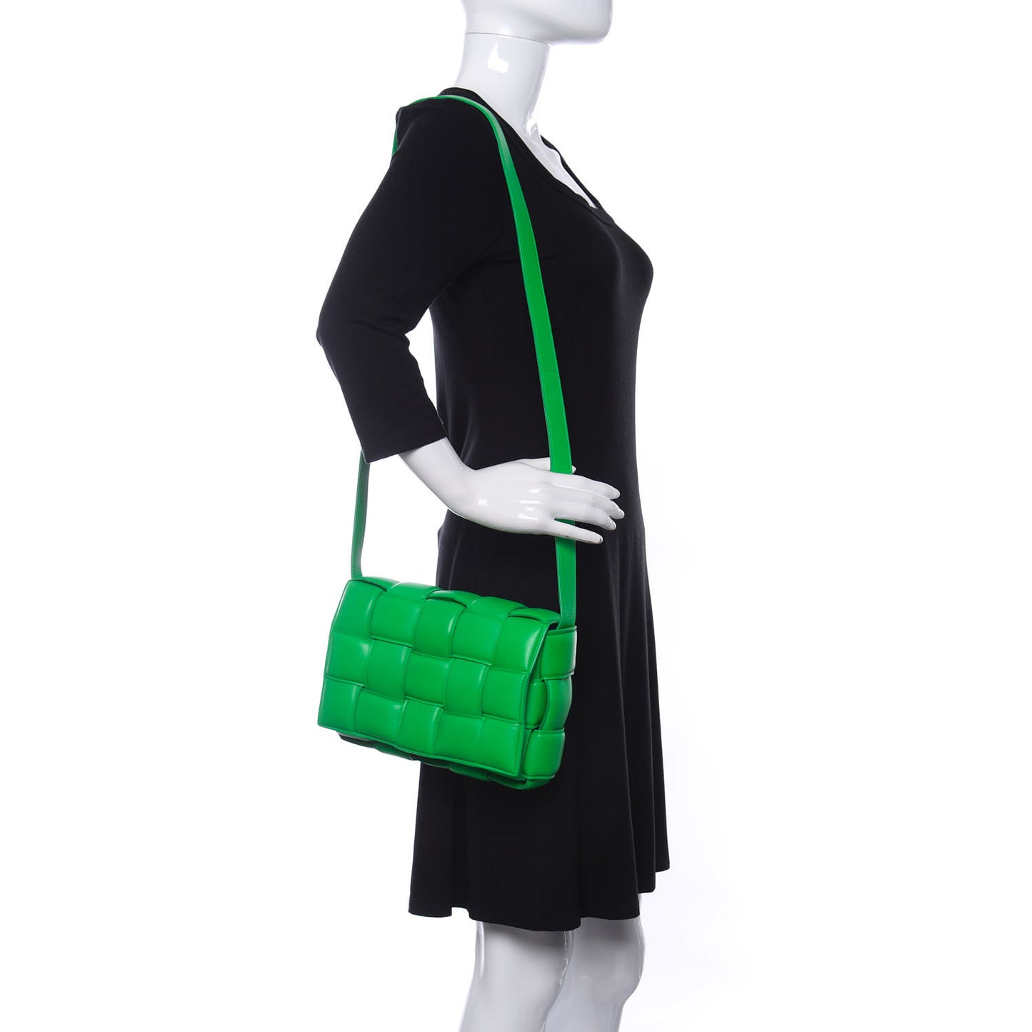 Nappa Maxi Intreccio Padded Cassette Crossbody Bag Grass