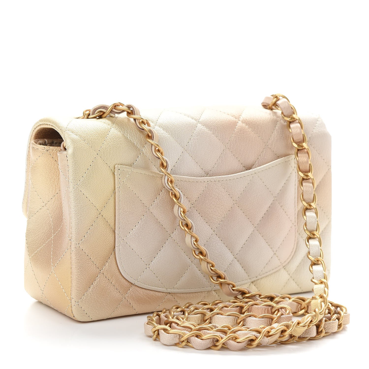 Chanel Metallic Goatskin Quilted Mini Rectangular Flap Gold 3 of 9