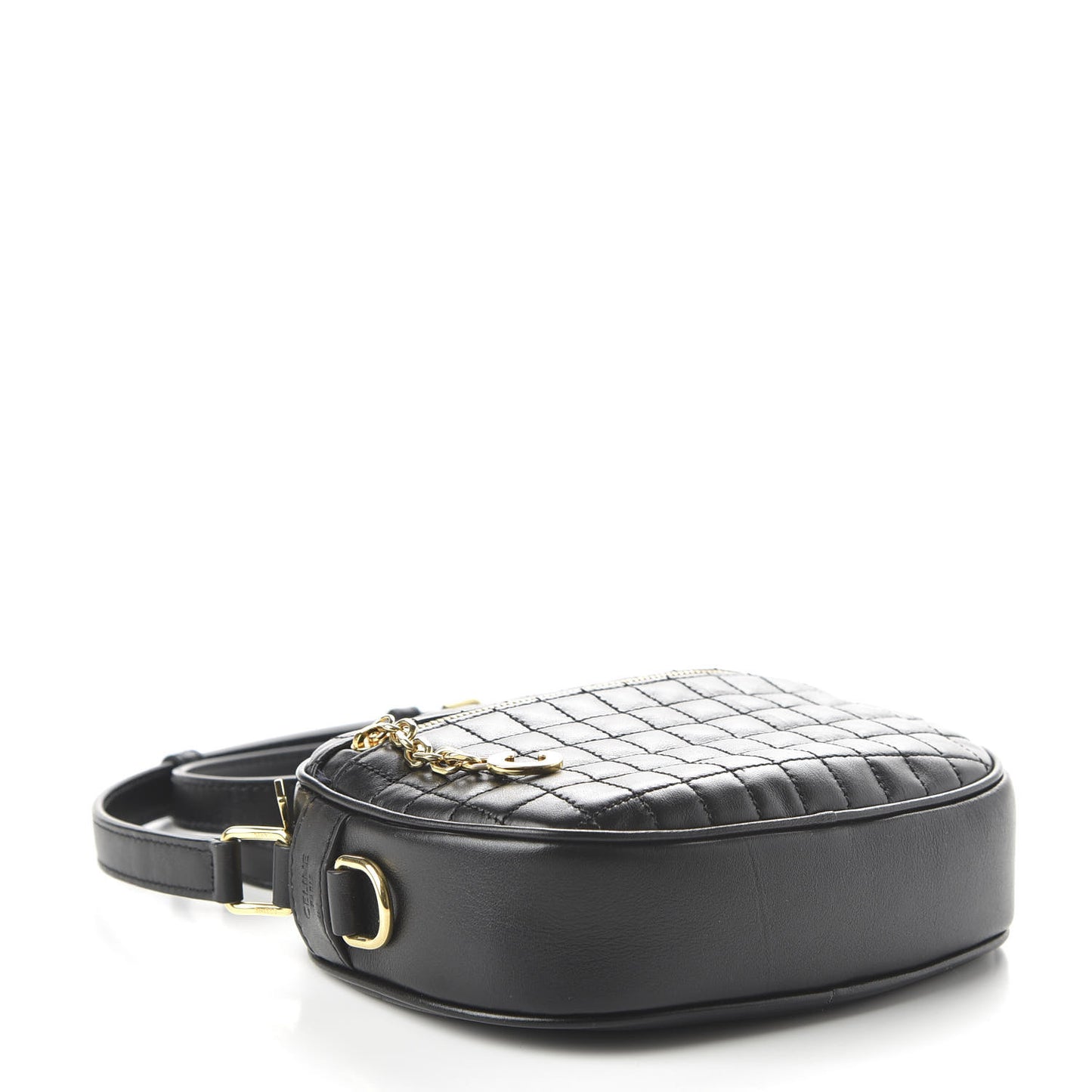 Calfskin Quilted Small C Charm Bag Black