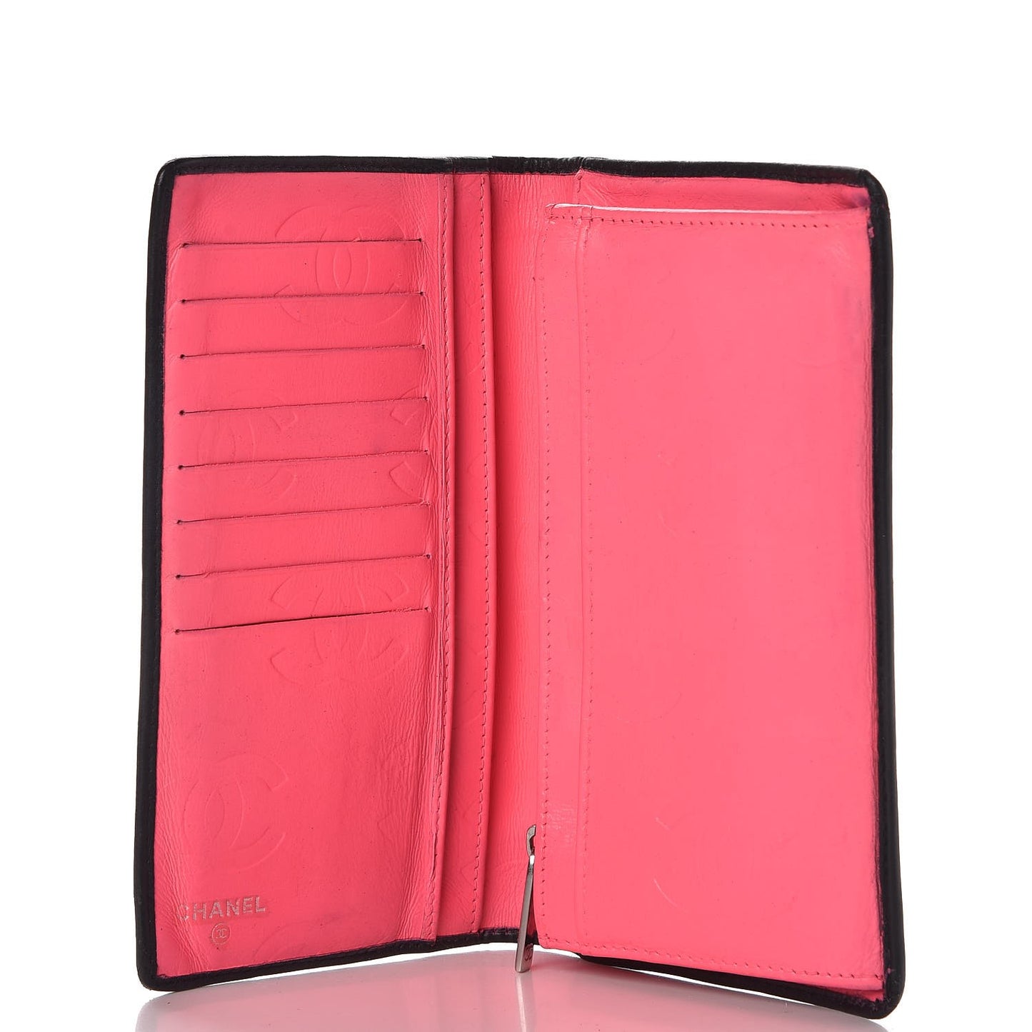 Calfskin Quilted Cambon Yen Wallet Black