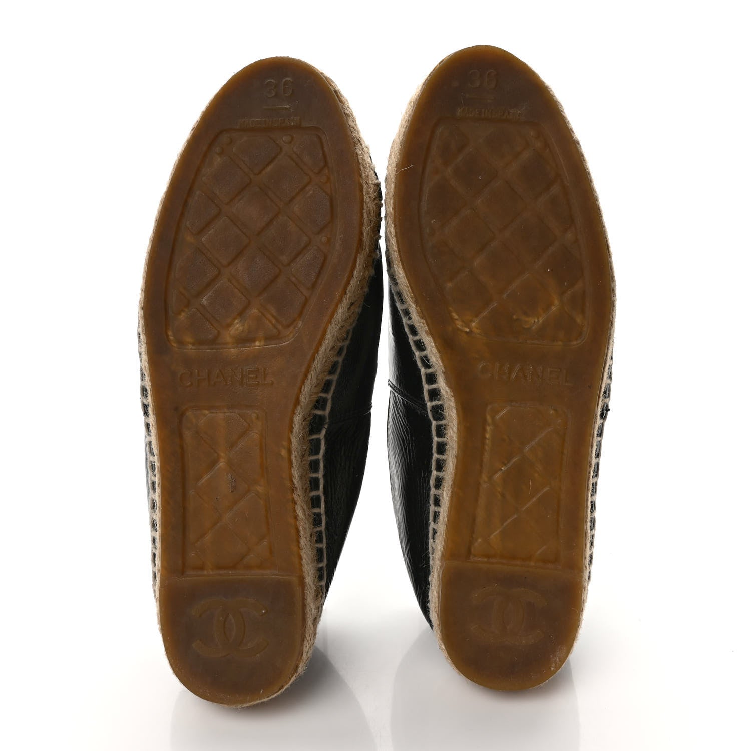 Chanel Patent Calfskin Crystal CC Espadrilles 36 Black 7 of 8