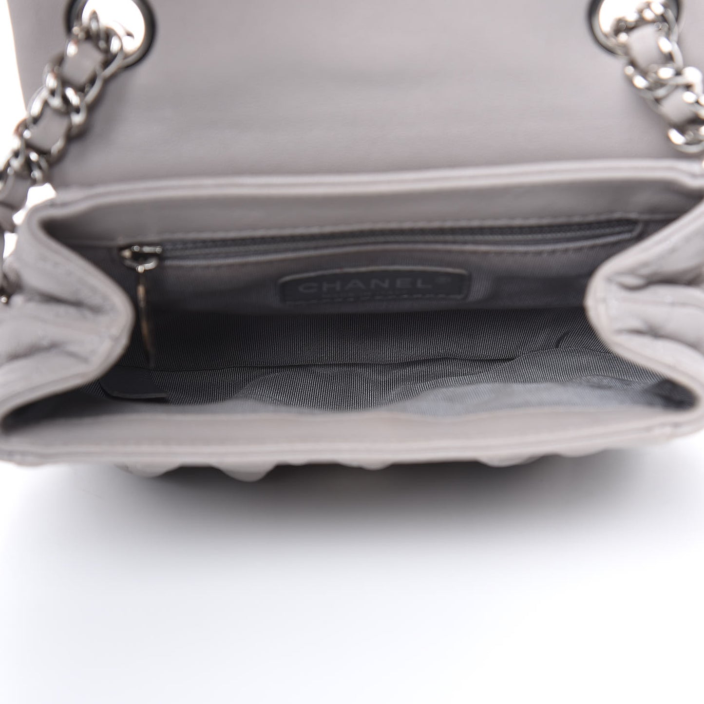 Washed Lambskin Quilted Mini Chain Around Messenger Grey