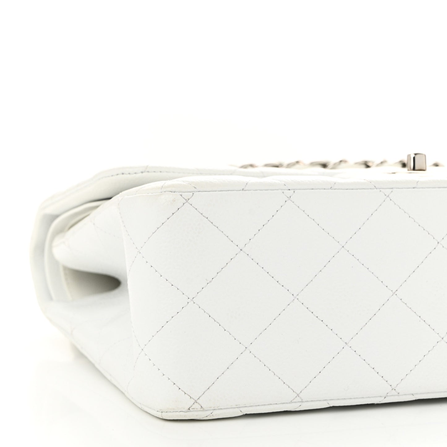 Caviar Quilted Jumbo Double Flap White