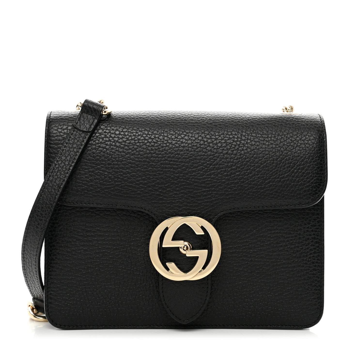 Dollar Calfskin Small Interlocking G Shoulder Bag Black
